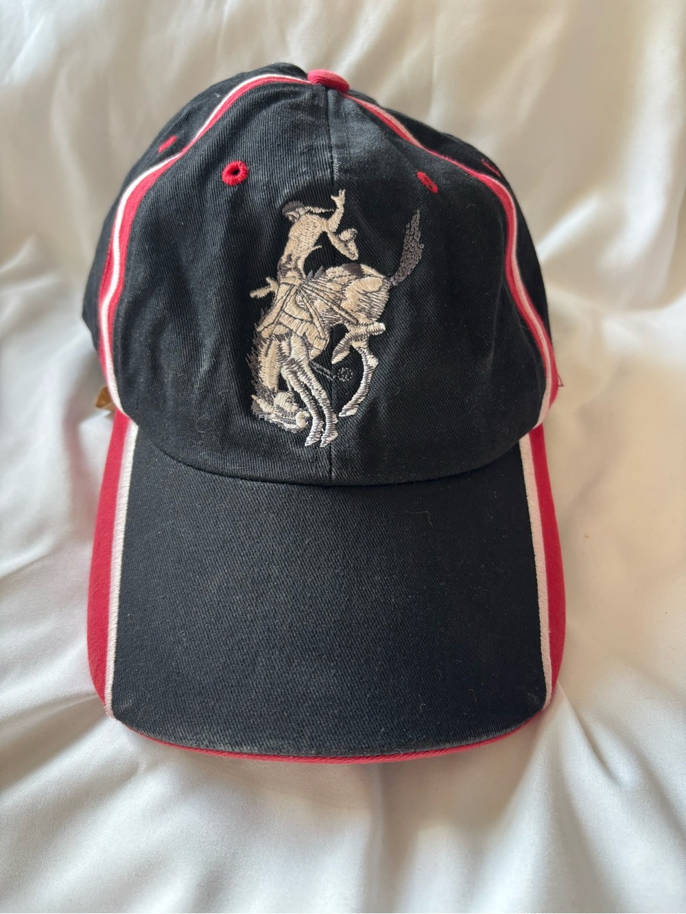 Embroidered Polo Player Black & Red Baseball Cap